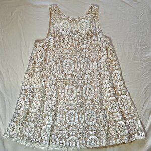 FREE PEOPLE LACE MINI SWING DRESS, SMALL